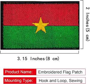 Parche Bordado con la Bandera de Burkina Faso, África, Parches de Moral con Gancho y Bucle - Product Image 2