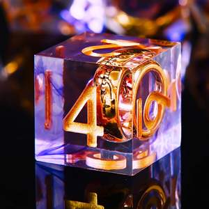 Ensemble de dés D&D à bords tranchants en résine, avec motif anneau doré, pour jeux de rôle RPG Dungeons and Dragons, violet - Product Image 4