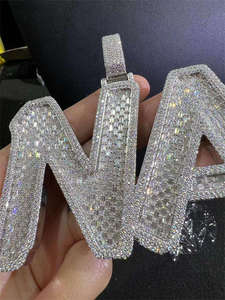 Colgante con Letra NA, Chapado en Oro de 18K, Plata de Ley, Micro Pavé de Moissanita, Estilo Hip Hop, Unisex, para Regalo - Product Image 3