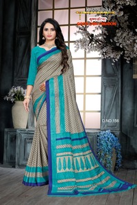 Sari de Seda de Otoño con Estampado Digital Artístico Moderno de la Mejor Calidad para Mujer, con Protección Solar, Secado Rápido, para Bodas, Festivales y Fiestas - Product Image 3