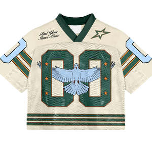 Maillots de football personnalisés imprimés, coupe large, courts et oversize, style rétro, épaules tombantes, anti-humidité, col en V, unisexe, pour hommes, athlétiques - Product Image 3