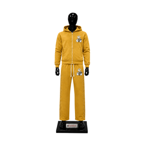 Conjunto Deportivo Dorado para Hombre, Sudadera con Cremallera Completa y Pantalones Anchos, con Logotipo Gráfico, Ropa Deportiva Casual de Calle, Venta al Por Mayor - Product Image 1