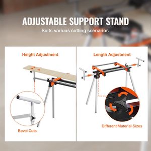 Supporto per troncatrice pieghevole in acciaio con capacità di carico di 300 libbre per macchine per seghe in legno - Product Image 4