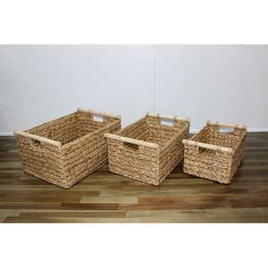 Trending Natural Water Hyacinth Rectangle Storage <b>Baskets</b> With Handles Rustic Multi Purpose Neatening Organizers - Product Image 4