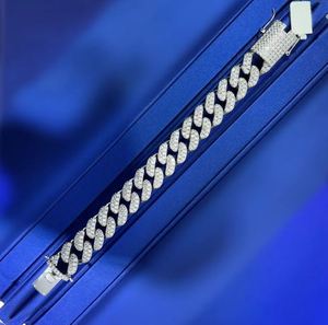 Iced Out Cuban Chain Gold Plated 925 Sterling Silver Luxury Hip Hop Link Bracelet with Moissanite for <b>Men</b> Women - Product Image 5