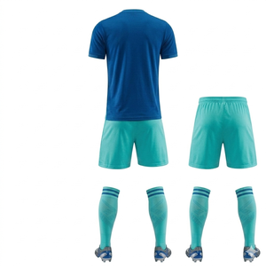 Conjunto de Camiseta de Fútbol para Hombre, Azul con Estampado Geométrico, Manga Corta, Poliéster que Absorbe la Humedad, Cuello Redondo, Ajuste Atlético para Todas las Temporadas - Product Image 4