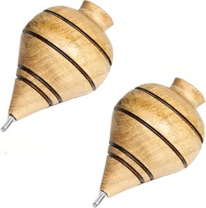 Trompos en bois, lot de 2, authentiques objets mexicains avec pointes métalliques / Fabriqués au Mexique avec des matériaux de qualité supérieure (naturels) - Product Image 1