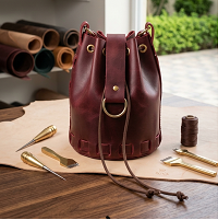 Sac seau pour femme Anwar Enterprises, marque célèbre, en cuir pleine fleur souple et tendance, avec fermeture à cordon, toutes saisons, sans coutures - Product Image 5