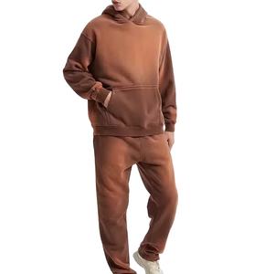 2025 vente chaude survêtement hommes Slim Fit survêtement sweat à capuche zippé et pantalon 2 pièces ensemble sport Polyester lavage à l'acide respirant - Product Image 2