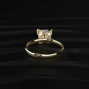 แหวนเพชรทรงดอกไม้ Princess Solitaire 1.05 กะรัต แหวนทองคำขาวประดับเพชรเพาะเลี้ยงสีเหลือง งานแฮนด์เมด เครื่องประดับชั้นดี ดีไซน์ล่าสุด D-E VVS-VS - Product Image 4