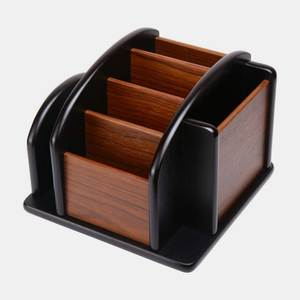 Boîte de rangement pour télécommande en bois à 5 niveaux détachable avec un design moderne pour le salon, la table de canapé - Product Image 1