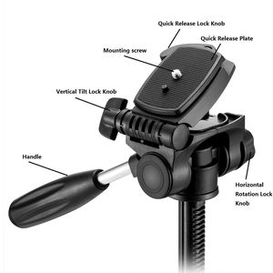 Q111 Treppiede Professionale in Lega di Alluminio da 55 Pollici per Fotocamere DSLR, Canon, Nikon, Sony, Smartphone e Telefoni Cellulari Max - Product Image 5