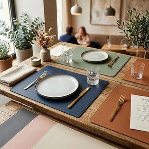 Set de table en cuir véritable résistant à la chaleur, sets de table de luxe pour salle à manger, sets de table personnalisés brodés pour restaurant LPM-0002B - Product Image 6