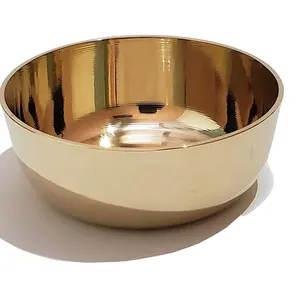 King International, lot de 4 bols de service ronds en cuivre et acier inoxydable martelés pour le camping, la vaisselle et la vaisselle - Product Image 1