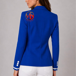 เสื้อเบลเซอร์ลายปักตราสัญลักษณ์ Zeta Phi Beta ดีไซน์ใหม่ ผ้าทอเนื้อแน่น ติดกระดุม สีขาวและสีน้ำเงินรอยัล พร้อมซับในพิมพ์ลาย ปี 1920 - Product Image 5