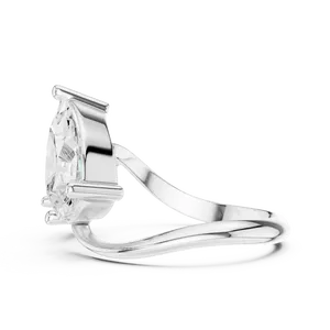 แหวนหมั้น Toi Et Moi แบบ Unisex ทองคำแท้ 18K ทรงกลมประดับเพชรทรงหยดน้ำเพาะเลี้ยง ดีไซน์สี่ก้านแบบ East West Bypass - Product Image 6