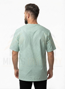 Overol de Trabajo Unisex Verde Claro de Manga Corta con Cierre Frontal, Impermeable, Certificado CE, Transpirable, de Poliéster, para Salón de Belleza y Barbería - Product Image 5