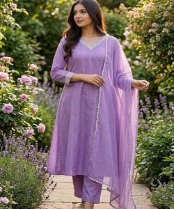 Trending Slub Cotton Embroidery Work <b>Top</b> Bottom Set With Dupatta For Women Ethnic Wear <b>Wedding</b> Party Outfit 85160 SI-348 - Product Image 1