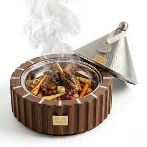 Luxury Wooden Casserole Set 3Pcs Mother Pearl Inlay Stainless Steel Hotpot Insulated Durable Eco-Friendly Food <b>Warmer</b> Ramadan - Product Image 3