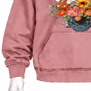 Sweat à capuche rose poudré avec motif floral coloré, coupe oversize, poche kangourou, style décontracté - Product Image 5