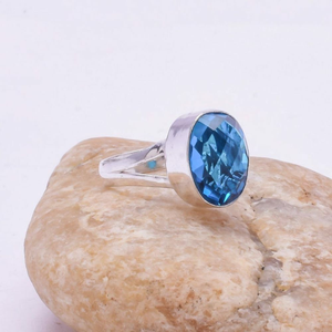 Blue Topaz Gemstone <b>Ring</b> 925 Silver Sky Blue <b>Ring</b> Handmade Elegant Jewelry December Birthstone <b>Ring</b> Dainty <b>Statement</b> <b>Ring</b> - Product Image 2