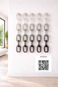 Décoration murale en chaîne de résine, art géométrique multicolore, décoration contemporaine pour la maison, pièce à suspendre au mur - Product Image 4