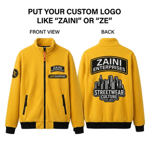 Men Polar Fleece <b>Jacket</b> 320 GSM Fleece Block Teal Orange Blue Black Full Zip Custom Logo Embroidery Screen Print Heat Transfer - Product Image 4