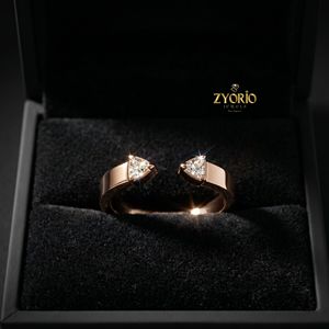 925 Sterling Silver <b>Open</b> Cuff <b>Ring</b> With Triangle Moissanite Stone Luxury Minimalist Adjustable Finger <b>Ring</b> For Women Jewelry - Product Image 3