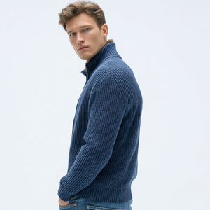Zipper Men's Wool Knitted <b>Cardigan</b> <b>Sweater</b> Full Sleeve Zipper Closure Solid Color Thick Winter Wear - Product Image 2