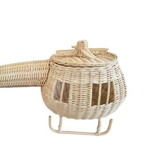 Panier de rangement en rotin naturel artisanal en forme d'hélicoptère avec couvercle pour la maison, l'hôtel, la crèche, la salle de jeux des enfants - Product Image 3