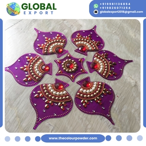 Rangoli Acrílico Multicolor Tradicional con Patrón de Pavo Real, Reutilizable, para Diwali, de Plástico y Polifoam + Cartón, Listo para Usar, Empaquetado a Granel - Product Image 5