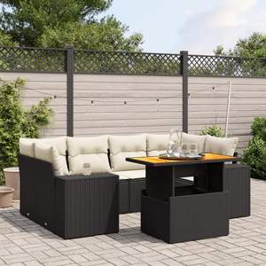 Black <b>Rattan</b> Garden <b>Sofa</b> Set 6 Seater Weather Resistant Outdoor Furniture Contemporary Design - Product Image 3