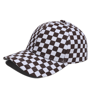 Gorra de Béisbol a Cuadros, 6 Paneles, Ajustable, Unisex, Tela de Sarga, Gorra Informal con Patrón Blanco y Negro - Product Image 4