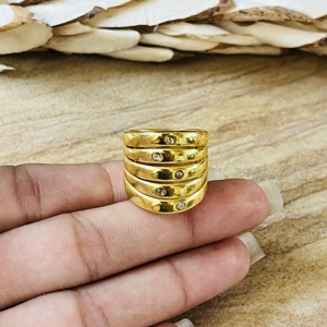 Unique Design Minimalist Moonstone <b>Ring</b> Geometric Brass Band Women <b>Ring</b> 18k Gold Plated Statement <b>Chunky</b> Wholesale Handmade <b>Ring</b> - Product Image 2