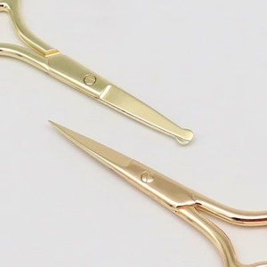 Ciseaux à sourcils professionnels plaqués or, pointe fine, pince à sourcils de luxe, design durable, ciseaux à sourcils avec clip personnalisé - Product Image 1
