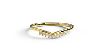 Luxury 18K Gold Curved Diamond <b>Ring</b> Band Round Diamonds <b>Ring</b> Band <b>Stacking</b> Band Promise <b>Ring</b> Anniversary Jewelry For Women - Product Image 1