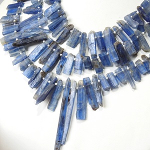 Bâton brut de kyanite bleue, brin de 16 pouces, 10-35 mm, trou de 0,35 mm, 10 brins, MOQ PMEGEMSBEADS, fournitures pour la fabrication de bijoux, nouvelle arrivée - Product Image 1
