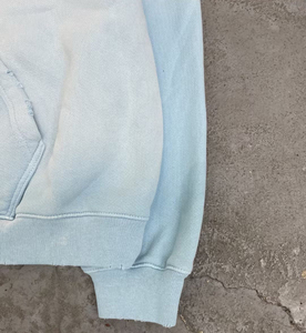 Sweat à capuche zippé personnalisé pour femmes et hommes, coupe ample, vintage, 400gsm 500gsm, épais, délavé soleil, effet vieilli, bleu ciel, délavé à l'acide - Product Image 5