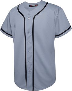Camiseta Deportiva FALOR Gris Estilo Béisbol con Ribete Negro y Botones al Frente, Material de Poliéster Resistente - Product Image 1