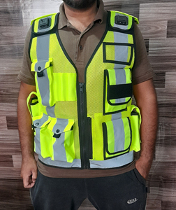 High Visibility <b>Security</b> Vest Hi Viz Tactical Vest Front Zipper Multifunctional Pockets Safety Clothing Guard Uniform Polyester - Product Image 5