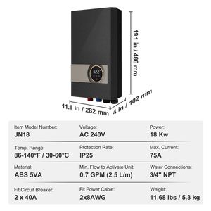 Scaldabagno Elettrico Istantaneo da 18kW con Display Digitale, Facile Installazione, Erogazione Acqua Calda 24 Ore su 24 - Product Image 4