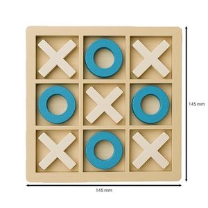 Jeu de Tic Tac Toe en bois, design classique sculpté, pièces X et O multicolores - Product Image 3