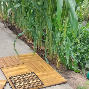 Dalles de terrasse en bois d'acacia brossé imperméables modernes 300x300mm à clipser, garantie 5 ans pour usage extérieur, maison, jardin, terrasse, cour arrière - Product Image 6