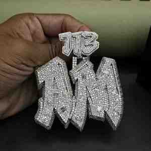 Colgante Hip Hop con Letra Personalizada y Piedras Cultivadas en Laboratorio para Hombre, para Toda Ocasión - Product Image 2