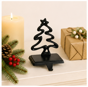 Minimalist Abstract Christmas Tree <b>Stocking</b> Hanger Durable Wrought Iron Mantel Hook For X-mas <b>Stockings</b> & Garlands Holiday Decor - Product Image 2