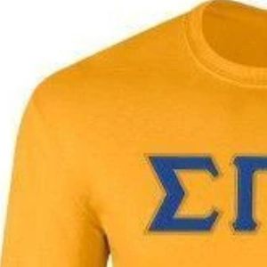 Camiseta de manga larga de sarga con letras de la hermandad griega Gold Sigma Gamma Rho, cuello redondo, para mujer, ropa universitaria, envío en 2 días, personalizada al por mayor - Product Image 4