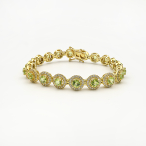 925 Sterling Silver Natural <b>Peridot</b> Bracelet Gold Plated OEM ODM Fine <b>Jewelry</b> - Product Image 3