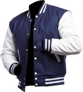 Premium <b>Mens</b> Winter Varsity College Baseball Bomber Jacket Knitted Eco-Friendly Breathable Canvas Vintage Casual Plus Size - Product Image 1