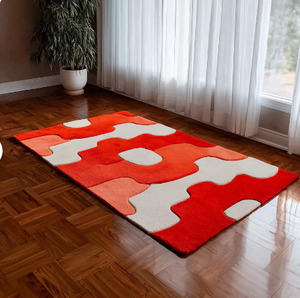 Handmade Tufted High Pile <b>Wool</b> Eco-Friendly Anti-Slip Pet Friendly Prayer Indian Rug Vibrant Chocolate Pink <b>Red</b> Multicolor - Product Image 2