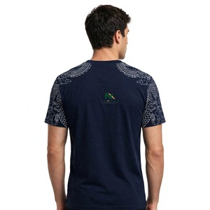 <b>Men</b> Navy Blue Cotton T <b>Shirt</b> <b>White</b> Line Art Dragon Graphic Tee Asian Style Shoulder Chest Print Casual <b>Short</b> <b>Sleeve</b> Top - Product Image 3